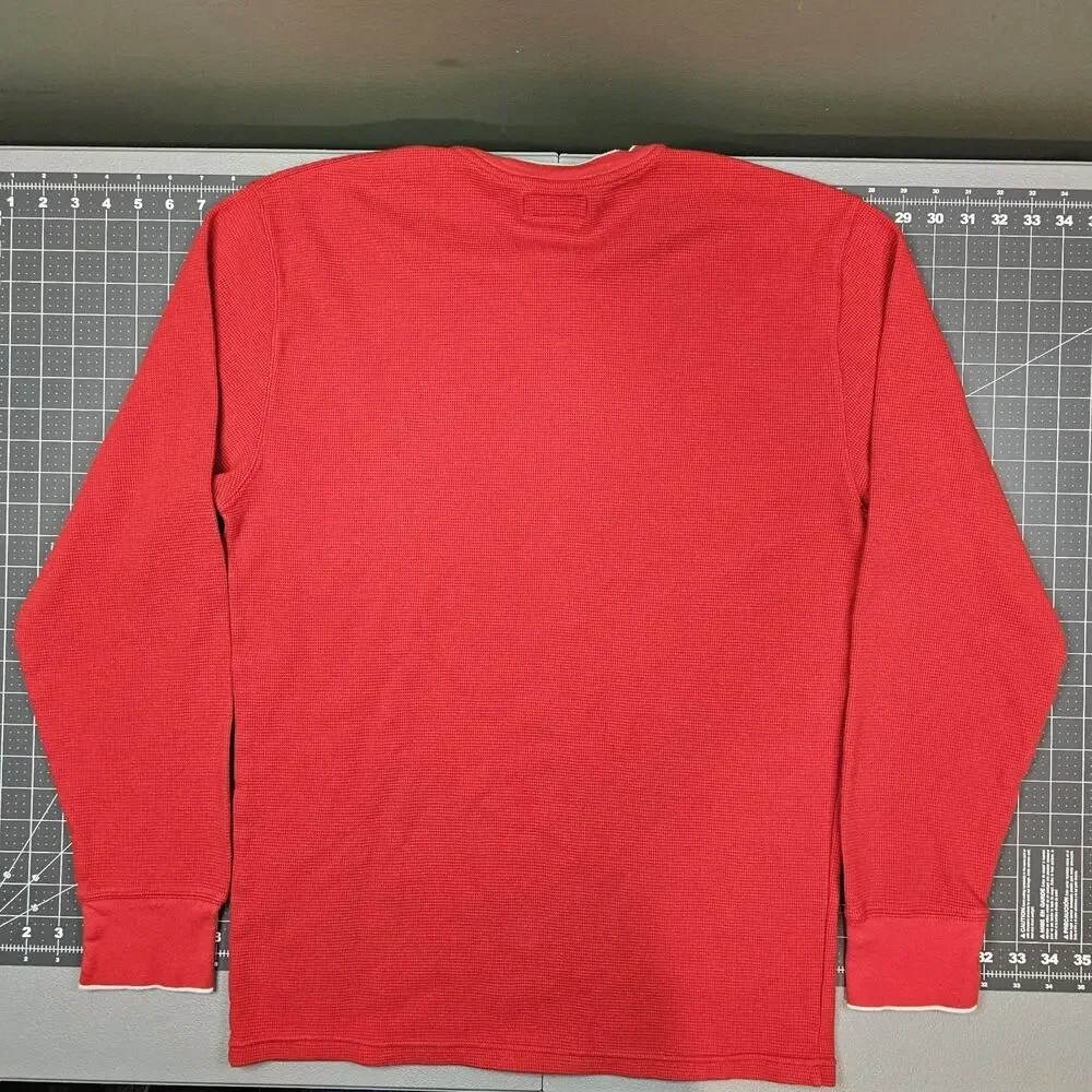 Polo Ralph Lauren Thermal Shirt XL Red V Neck Sleep Underwear Waffle Knit Pajama